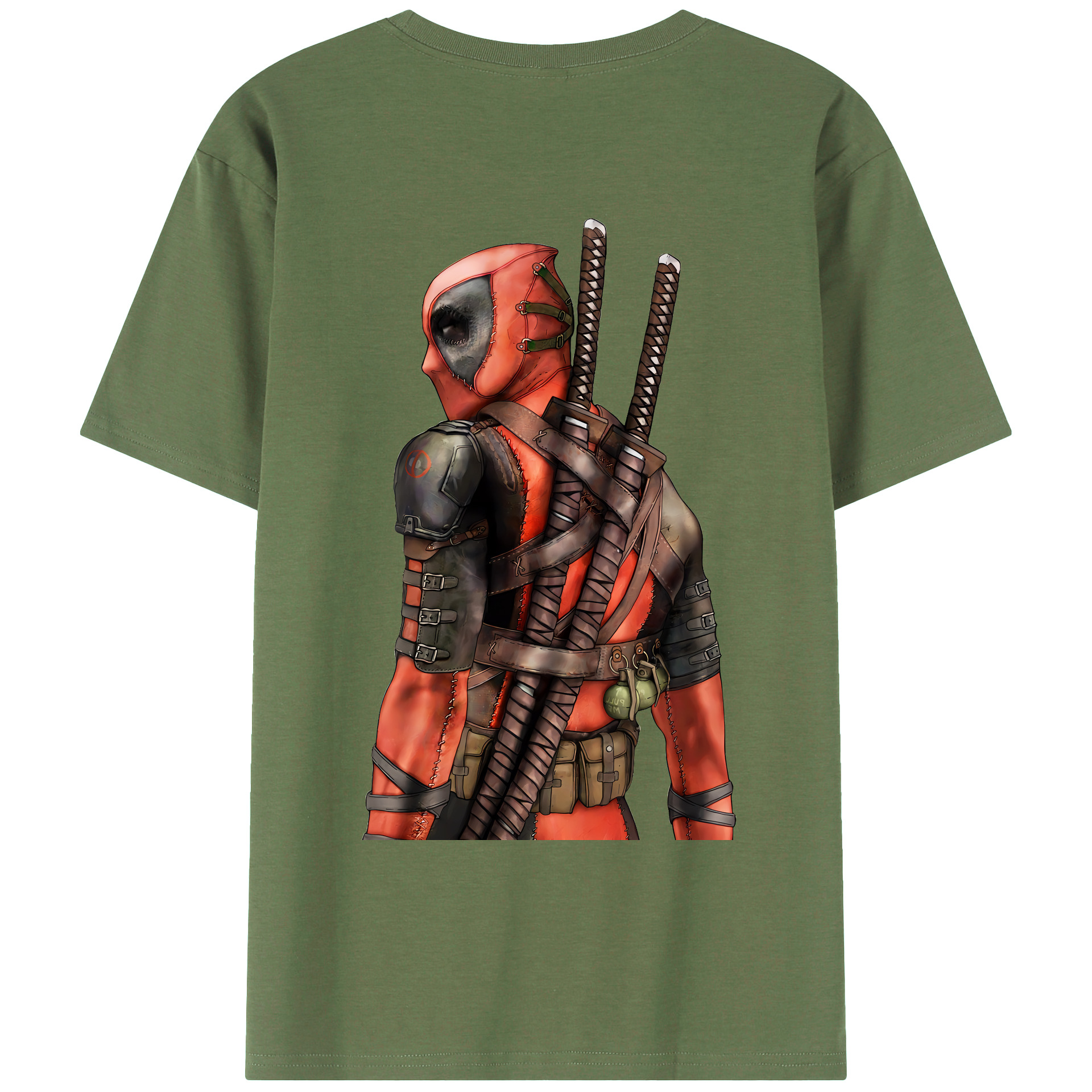 （画像用） Deadpool デッドプール 綿100％ メンズ半袖Tシャツ（バックプリント） 通気性